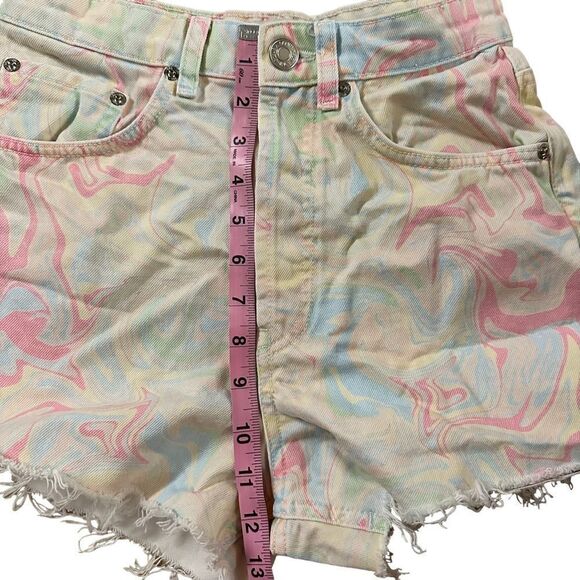 Zara ~ Womens High Rise Shorts ~ Marble Swirl Pastel 5 pocket Denim ~ size 4 - Picture 7 of 9